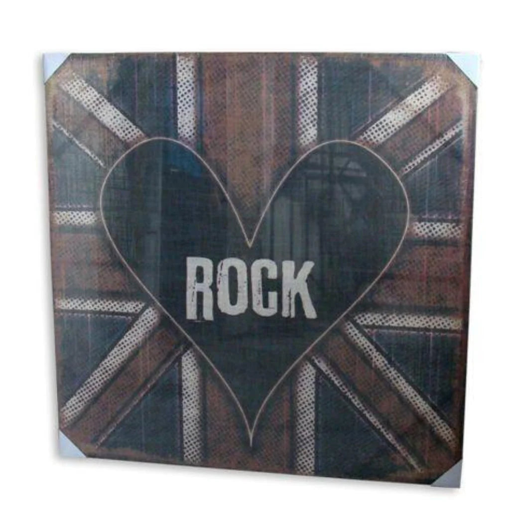 Print Heart On Flag Jute in Wood Frame