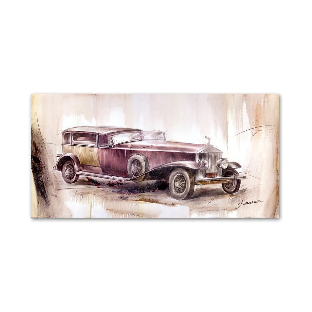 Printed Vintage Car Drawing Art