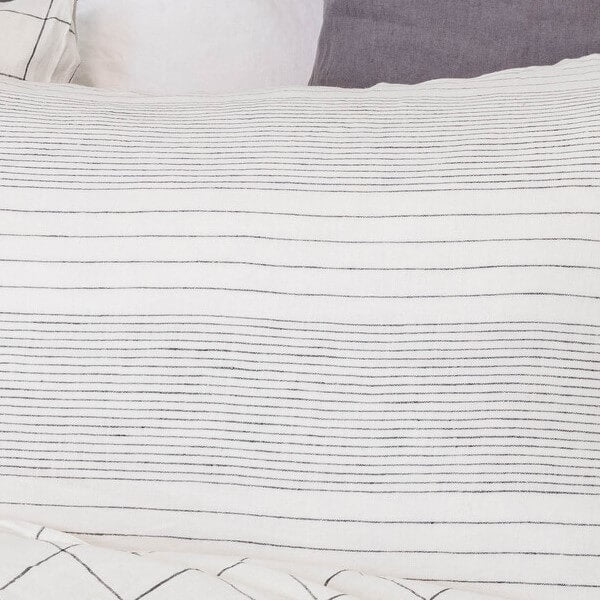 Pure Linen Luxury Bed Sheet - Black Wave Line (Available in 2 Sizes)