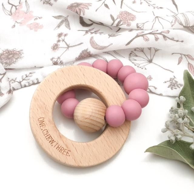 Personalised Radiance Silicone and Wood Teether (Available in 9 Colors)