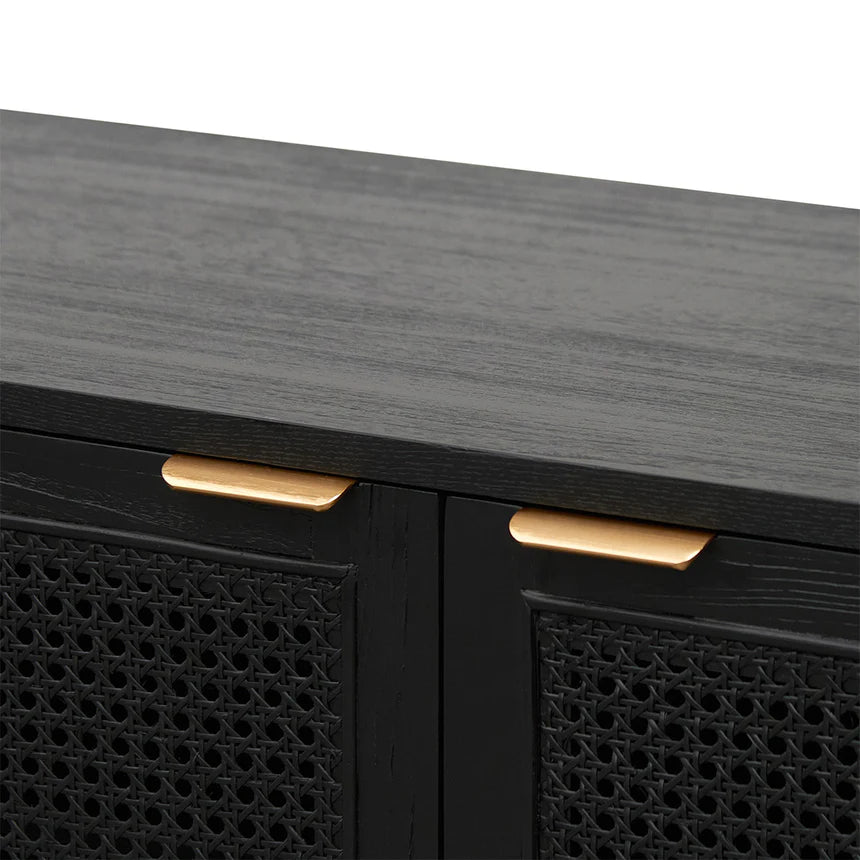 Rattan Door Black Entertainment TV 170cms - Natural