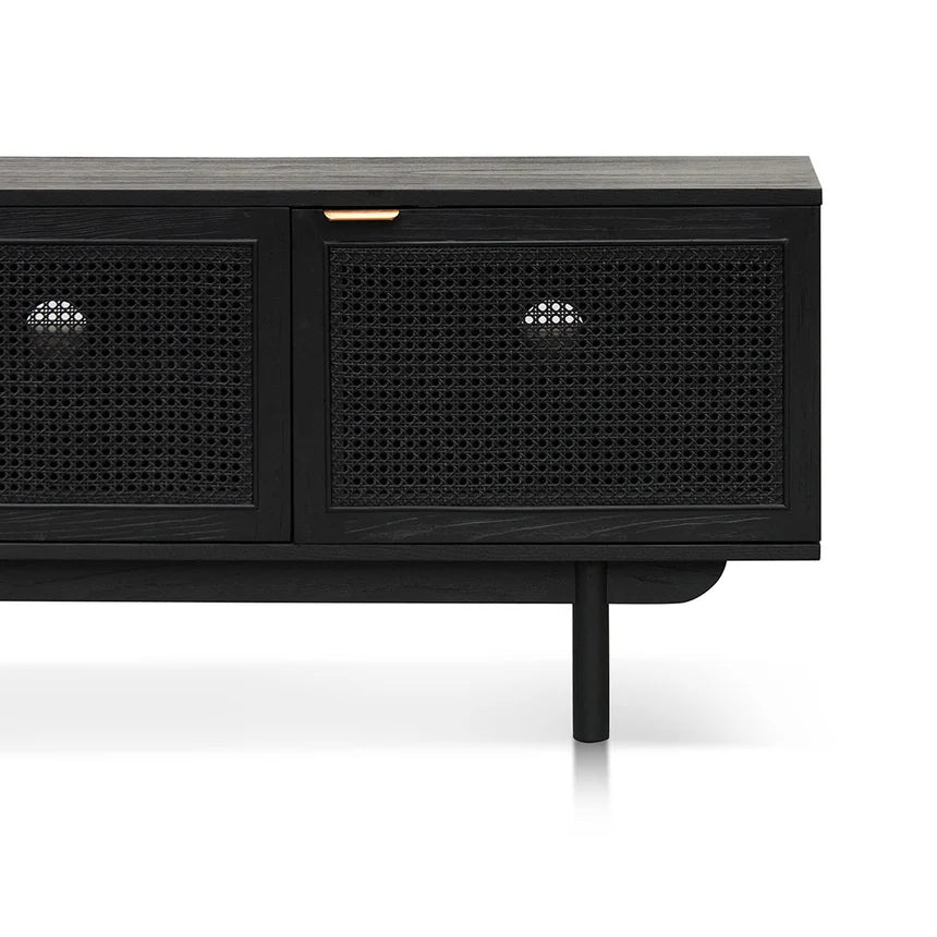 Rattan Door Black Entertainment TV 170cms - Natural