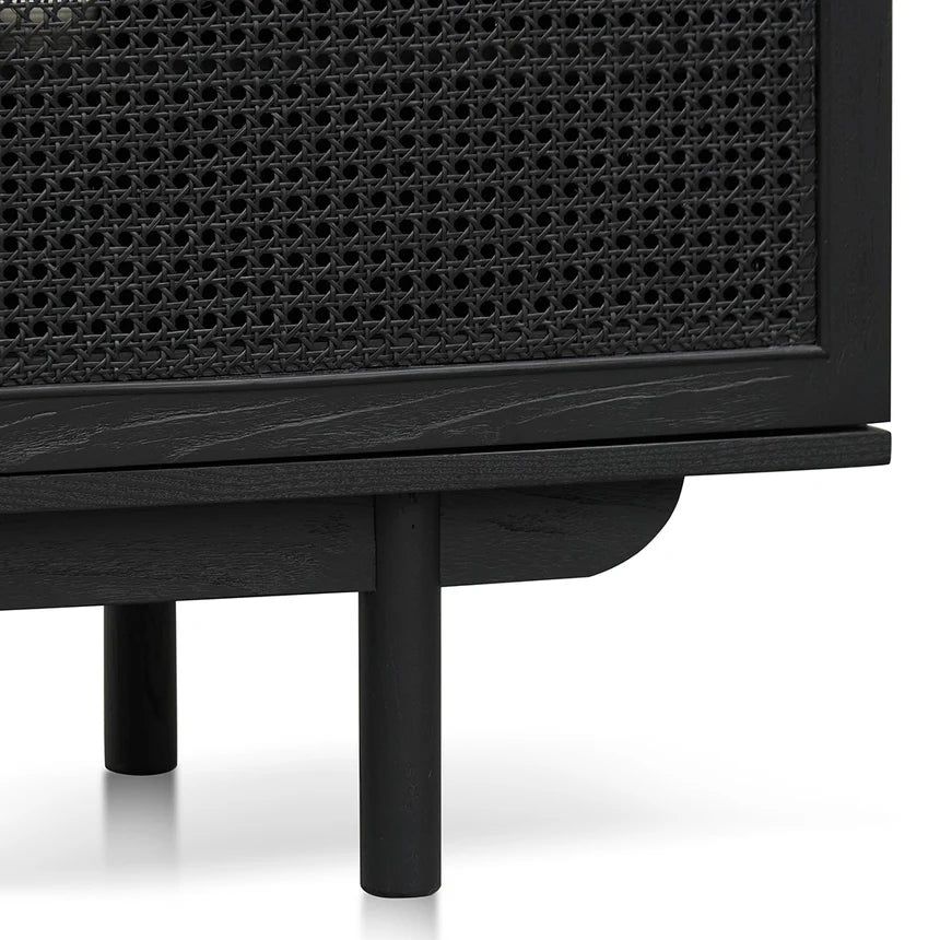 Rattan Door Black Entertainment TV 170cms - Natural