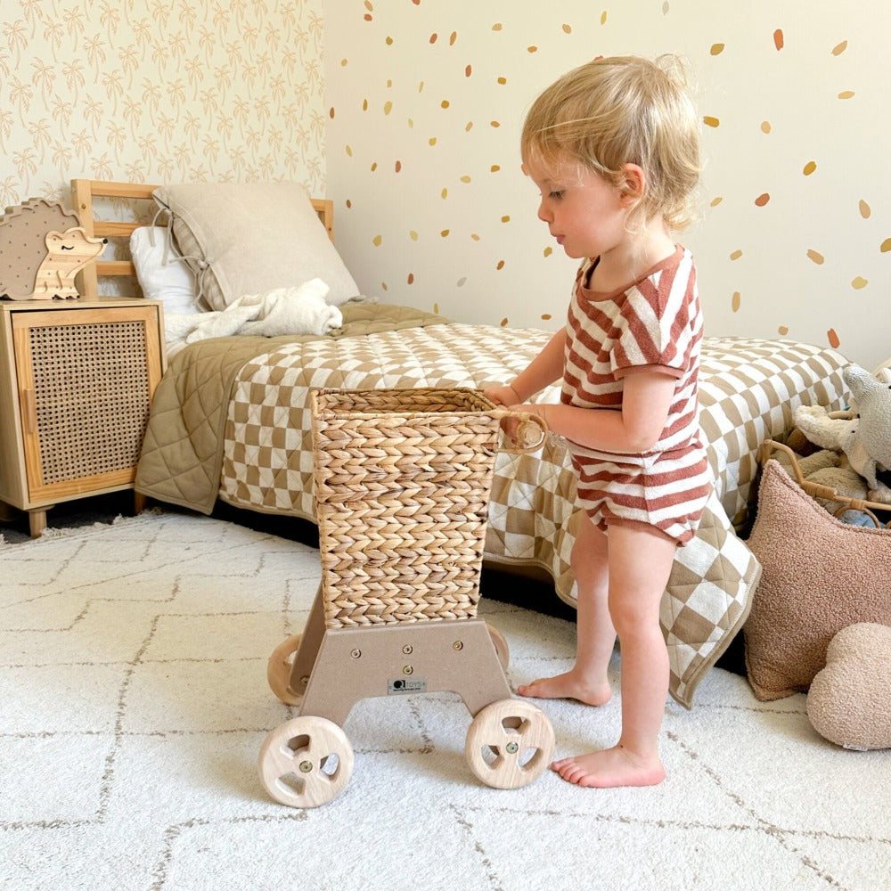 Rattan Kids Wicker Shopping Trolley