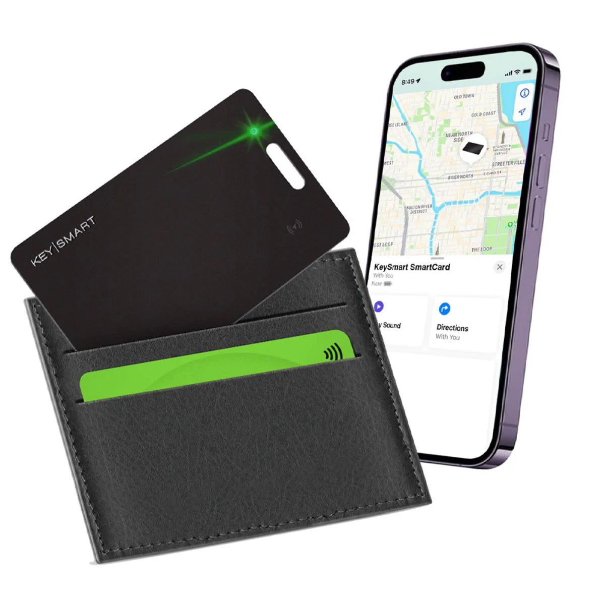 Rechargeable Thin Wallet Tracker Smart Card - Black