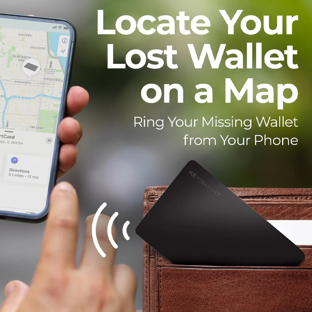 Rechargeable Thin Wallet Tracker Smart Card - Black