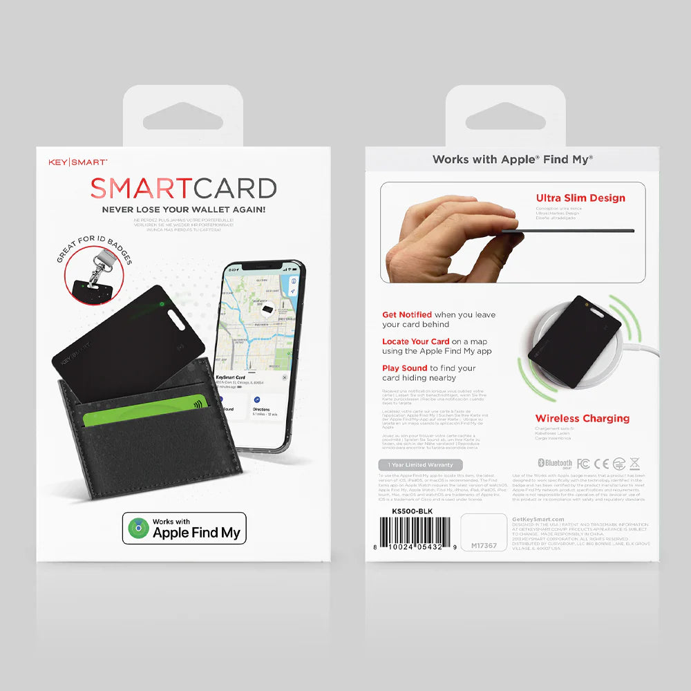 Rechargeable Thin Wallet Tracker Smart Card Black - Pack of 2