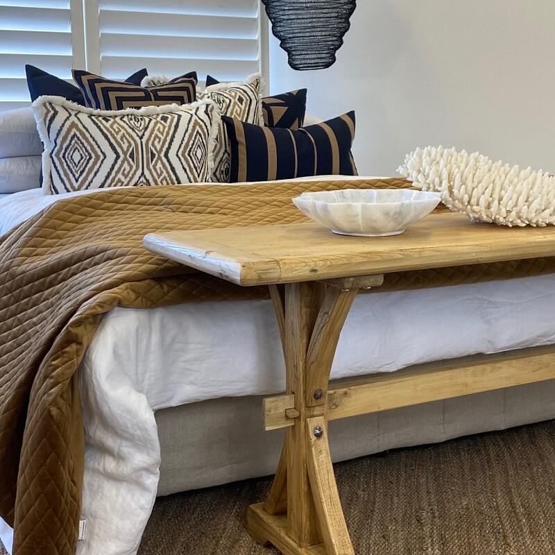 Reclaimed Elm Wood Bedroom Bench Console Table