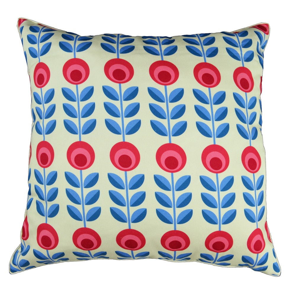 Red Blue Skandi Cushion With Recycled Fill 45 X 45cms