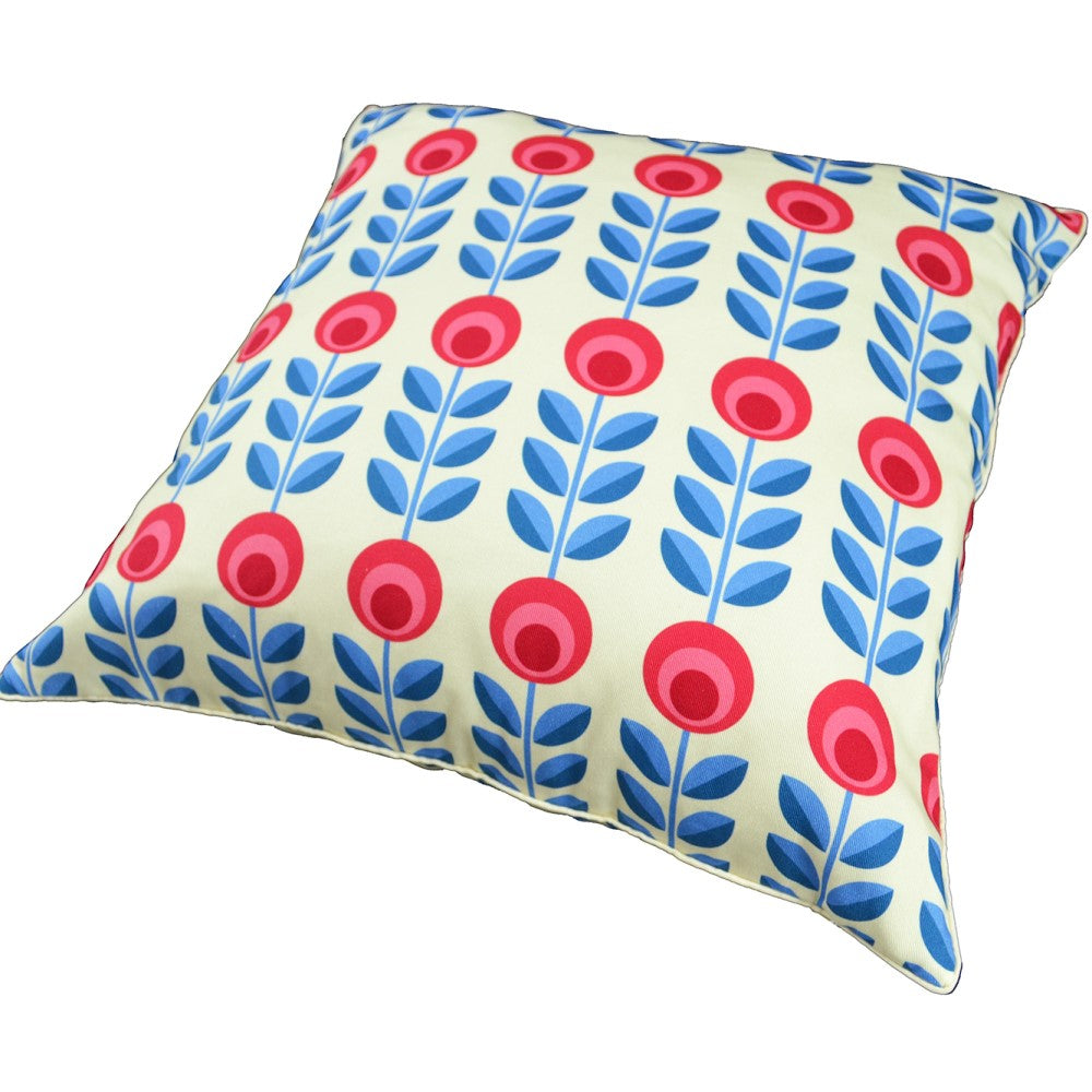 Red Blue Skandi Cushion With Recycled Fill 45 X 45cms