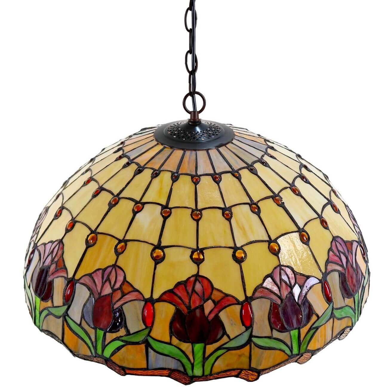 Red Tulips Tiffany Stained Glass Hanging Lamp