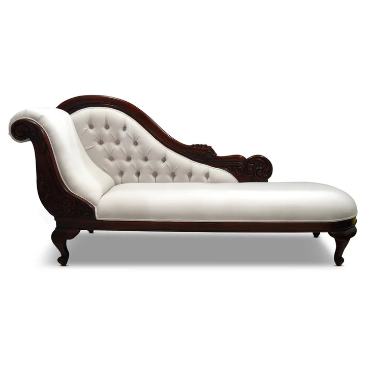 Refined Giordini Wooden Chaise Lounge - Dark Mahogany