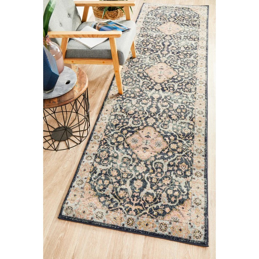 Refined Textured Legacy Midnight Round Rug - 500 x 80cms
