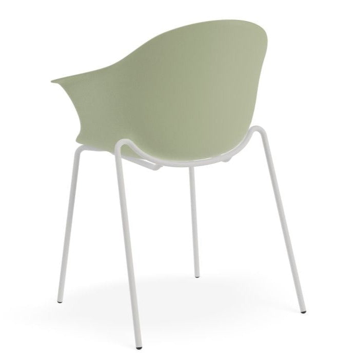Refreshing Green Shell Seat 4 Post Base Dining Armchair