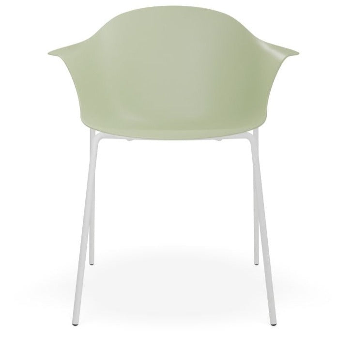 Refreshing Green Shell Seat 4 Post Base Dining Armchair