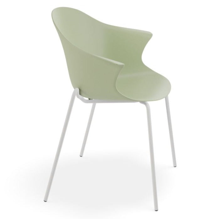 Refreshing Green Shell Seat 4 Post Base Dining Armchair