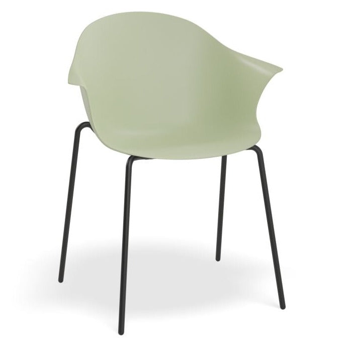 Refreshing Green Shell Seat 4 Post Black Base Dining Armchair
