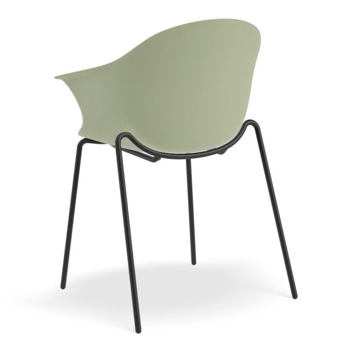 Refreshing Green Shell Seat 4 Post Black Base Dining Armchair