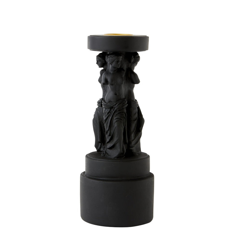 Renaissance Goddesses Pillar Candle Holder - Black