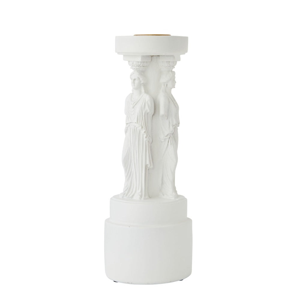 Renaissance Gods Pillar Candle Holder - White