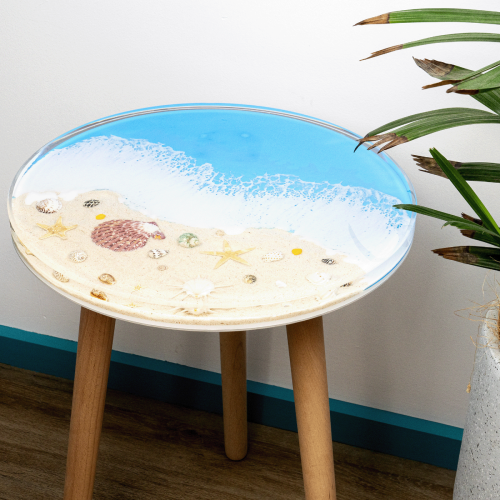 Resin Shell Beach Side Table - 40x40x51.5cms