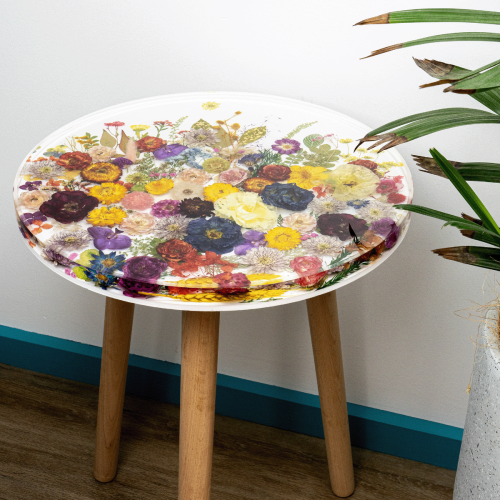 Resin Side Table Flower Garden - White - 40x40x51.5cm