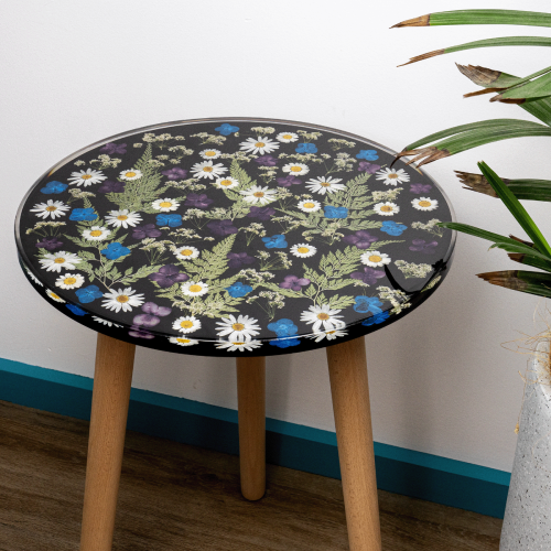 Resin Tranquil Garden Black Side Table - 40x40x51.5cms