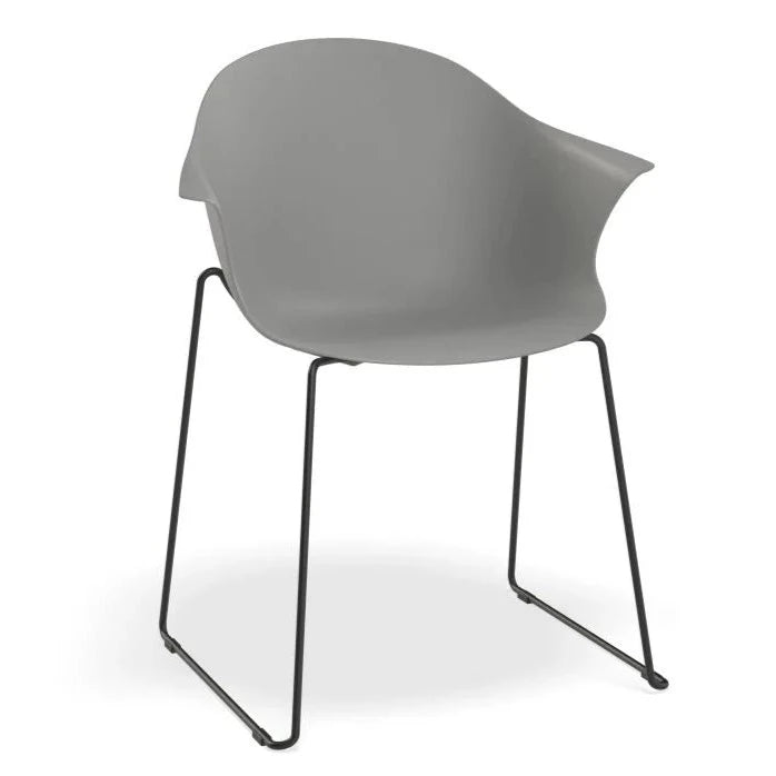 Retreat Grey Seat Sled Base - Black Dining Armchair