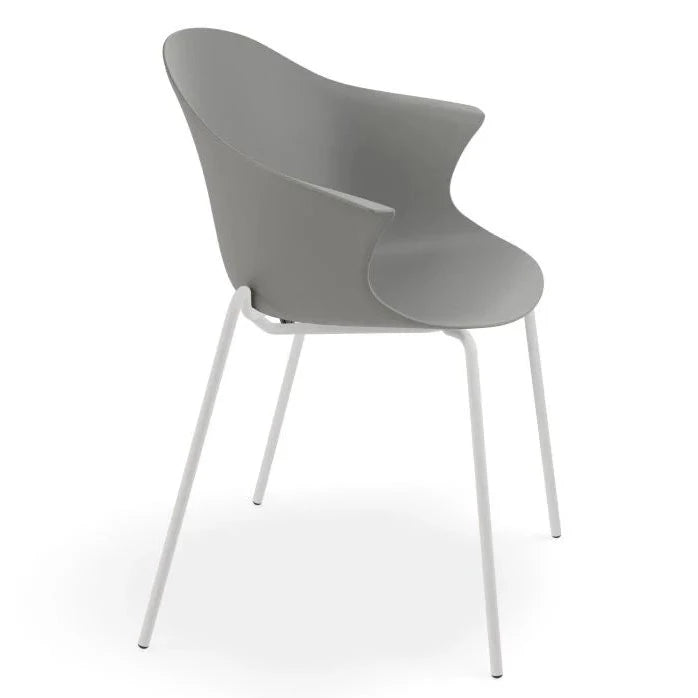 Retreat Grey Shell Seat 4 Post Base Dining Armchair