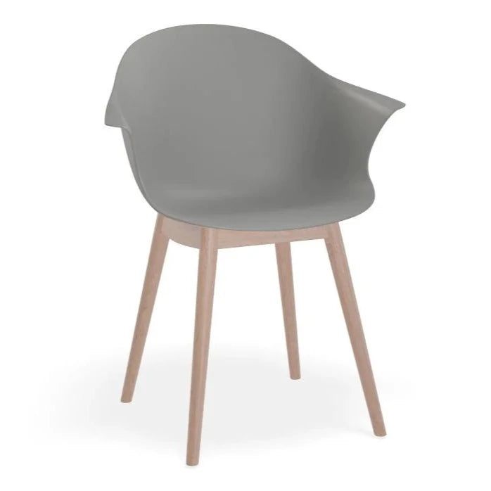 Retreat Grey Shell Seat Wooden Legs Dining Armchair