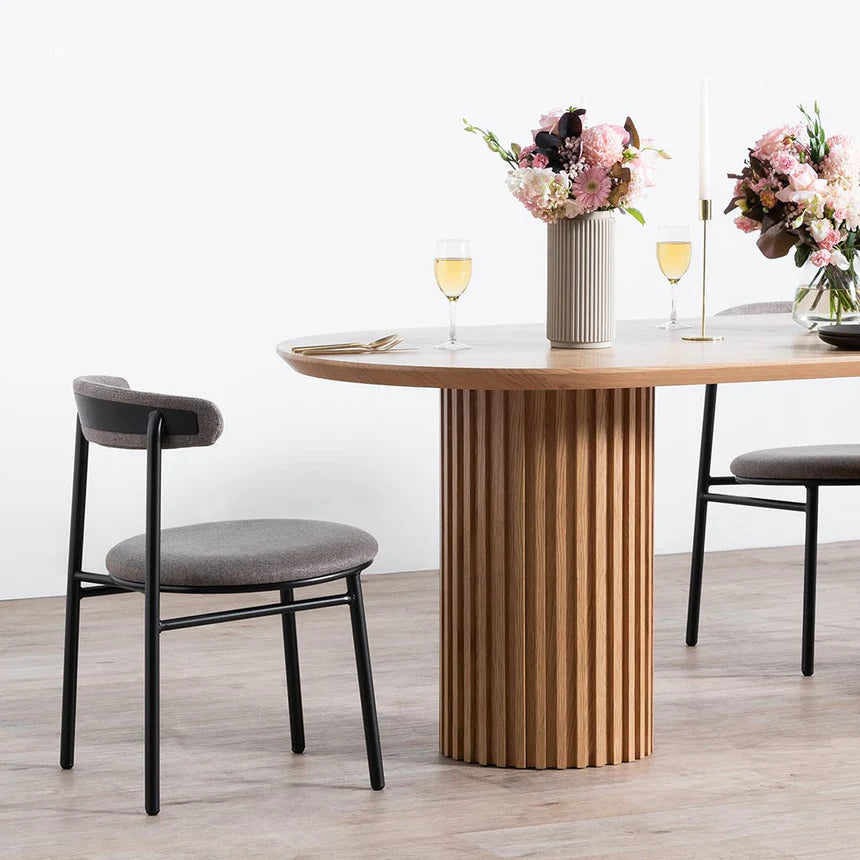 Rich Elegance Walnut Wooden Dining Table - Natural - 250cms