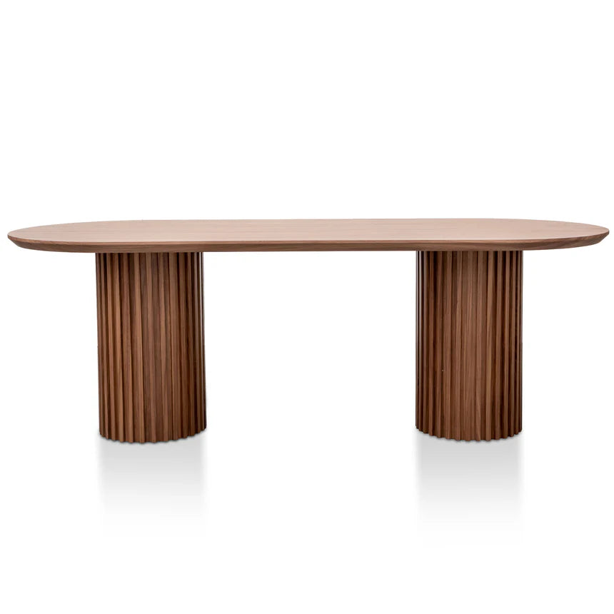 Rich Elegance Walnut Wooden Dining Table - Walnut - 250cms