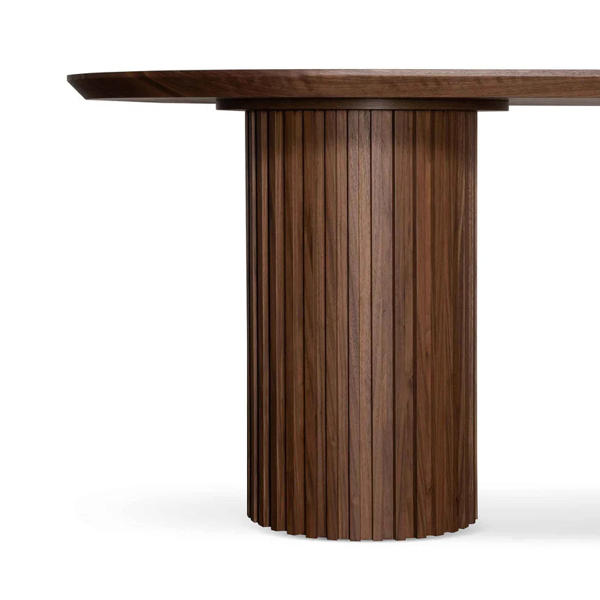 Rich Elegance Walnut Wooden Dining Table - Walnut - 250cms