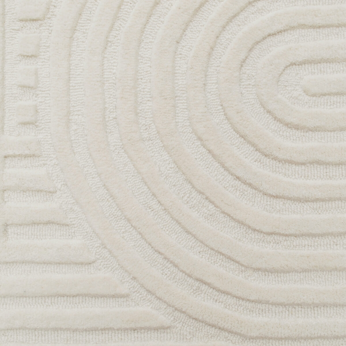 Rich Textured Hand-Embossed Wool Rug -  Ivory (Available in 3 Sizes)
