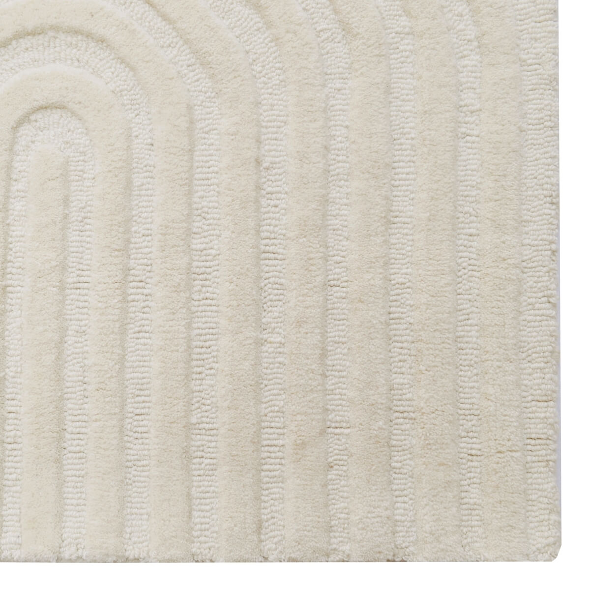 Rich Textured Hand-Embossed Wool Rug -  Ivory (Available in 3 Sizes)