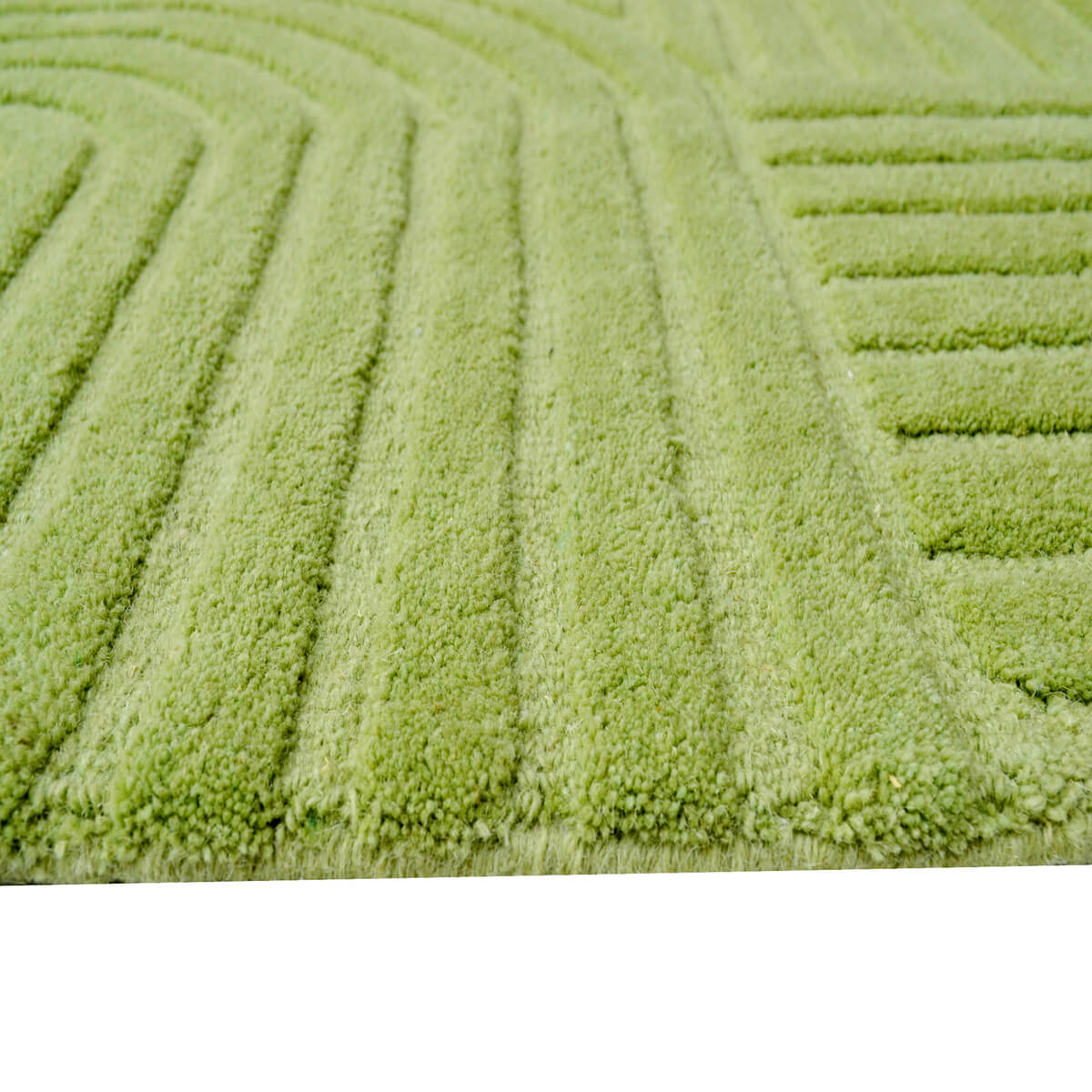 Rich Textured Hand-Embossed Wool Rug -  Pista Green (Available in 3 Sizes)