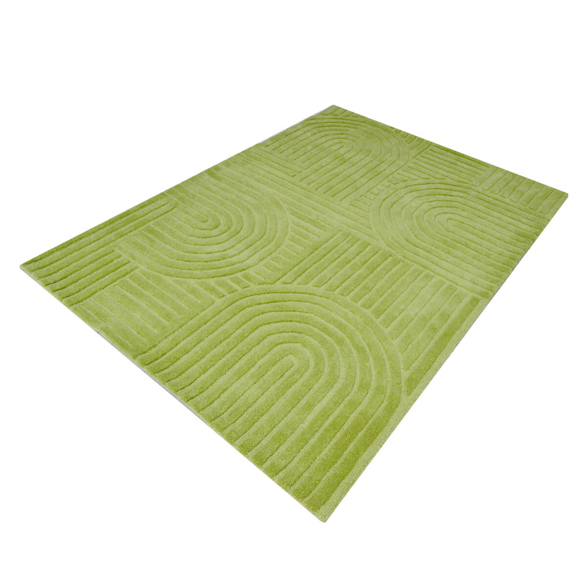 Rich Textured Hand-Embossed Wool Rug -  Pista Green (Available in 3 Sizes)