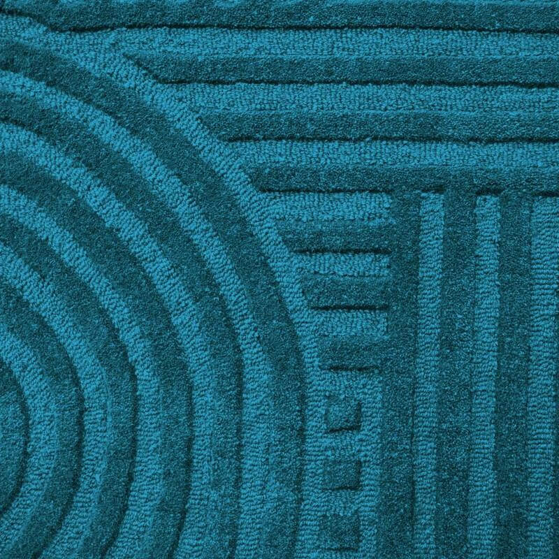 Rich Textured Hand-Embossed Wool Rug -  Turquoise (Available in 3 Sizes)