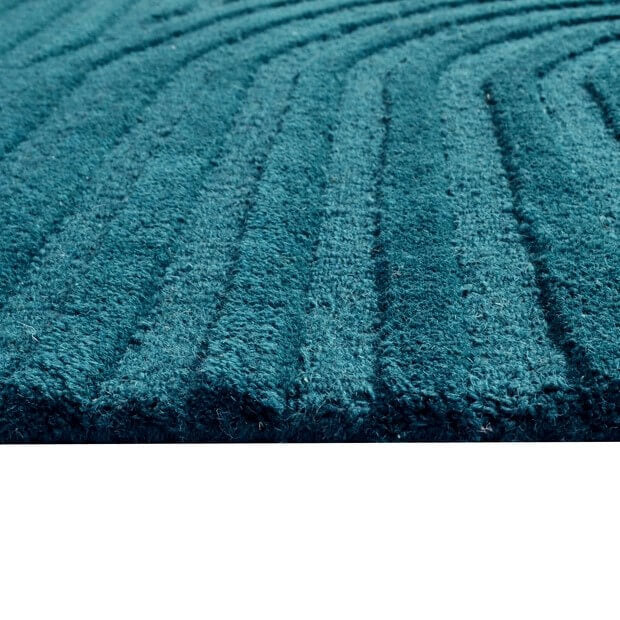 Rich Textured Hand-Embossed Wool Rug -  Turquoise (Available in 3 Sizes)