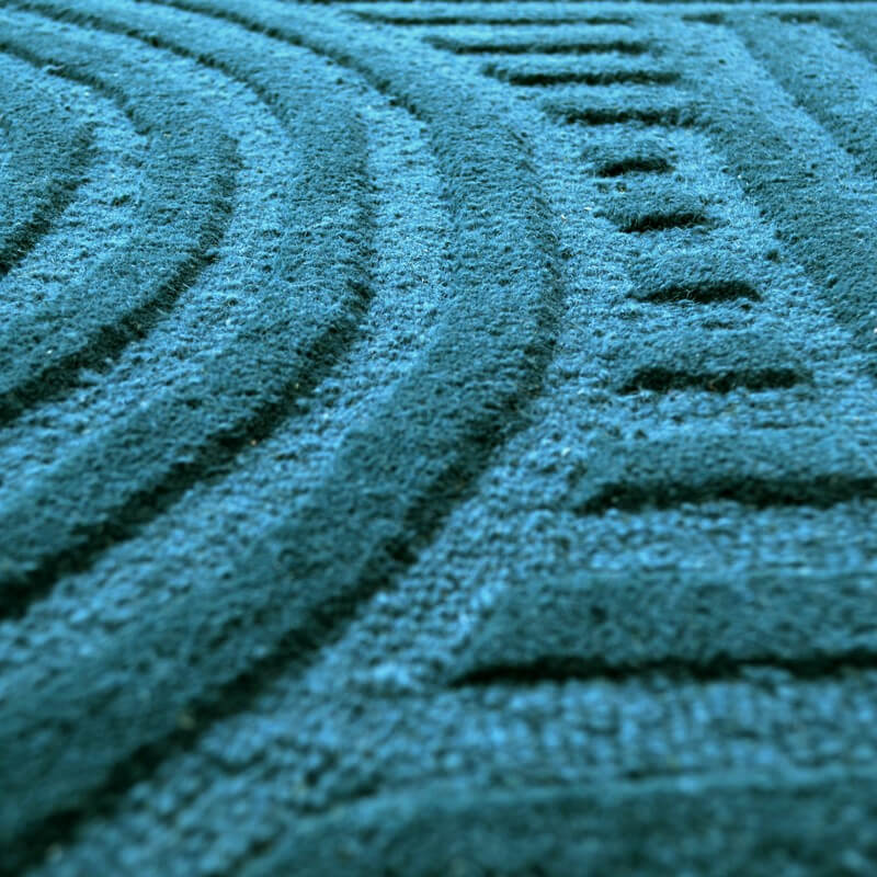 Rich Textured Hand-Embossed Wool Rug -  Turquoise (Available in 3 Sizes)