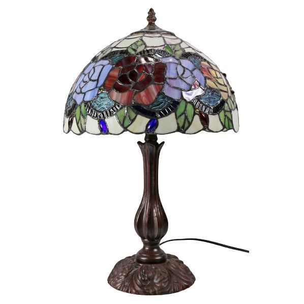 Rose Garden Tiffany Stained Glass Table Lamp (Available in 2 Sizes)