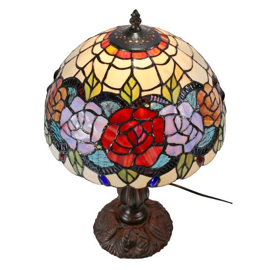 Rose Garden Tiffany Stained Glass Table Lamp (Available in 2 Sizes)