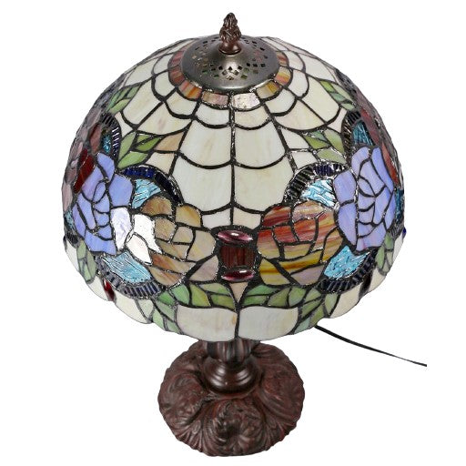 Rose Garden Tiffany Stained Glass Table Lamp (Available in 2 Sizes)