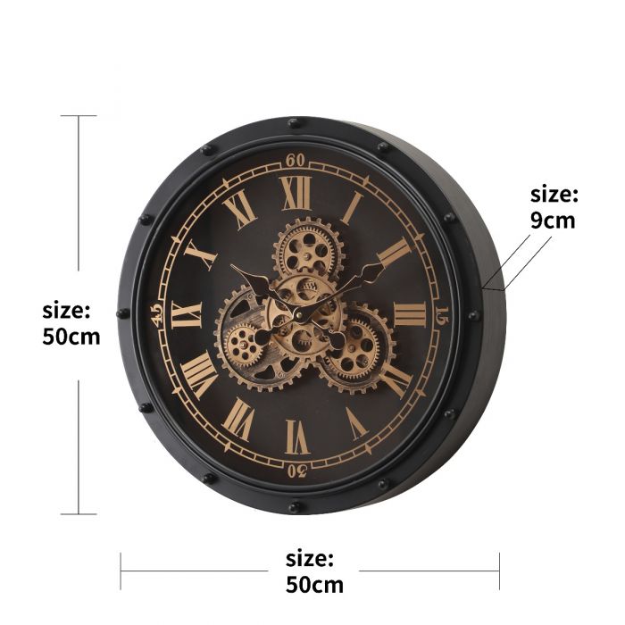 Round Anton exposed Gear Movement Wall Clock - 50cms