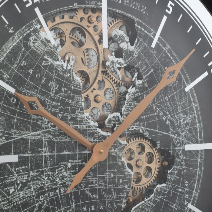 Round Atlas Western Hemisphere Gear Movement Wall Clock- 60cms