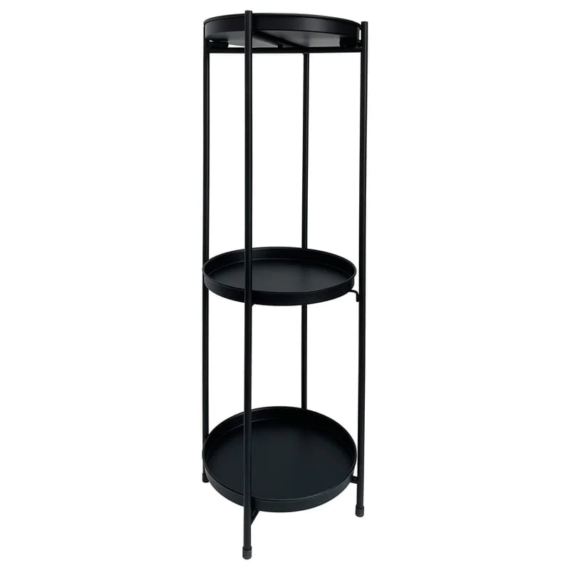 Round Black Metal 3-Shelf Display / Plant Stand