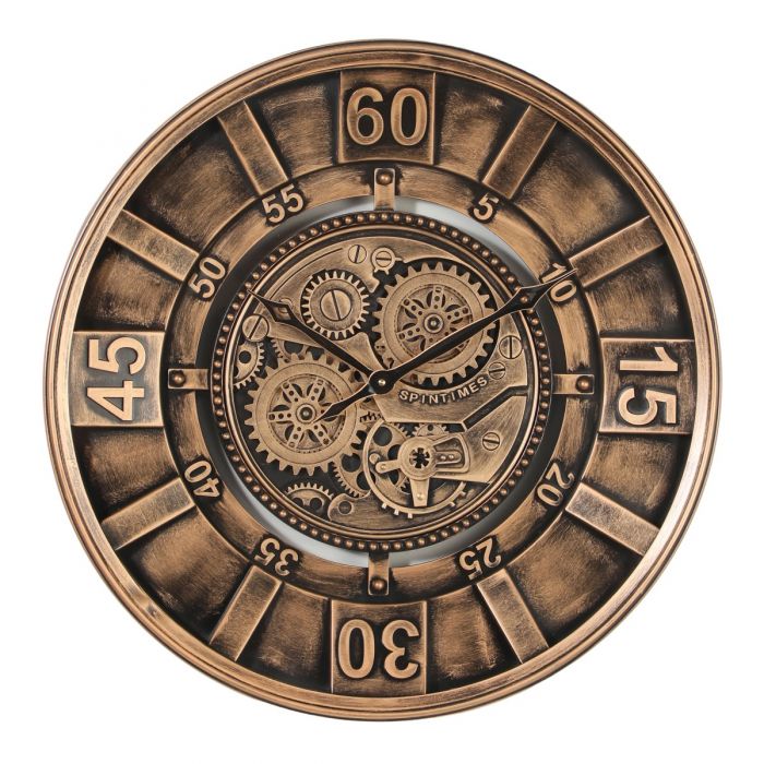 Round Contara Exposed Gear Movement Wall Clock - 60cms