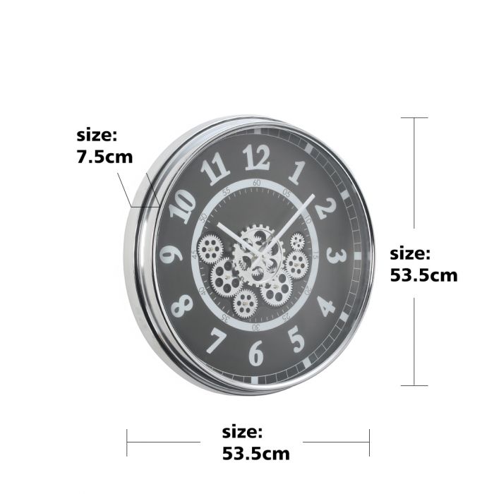 Round Dylan Industrial Gear Movement Wall Clock - 54cms