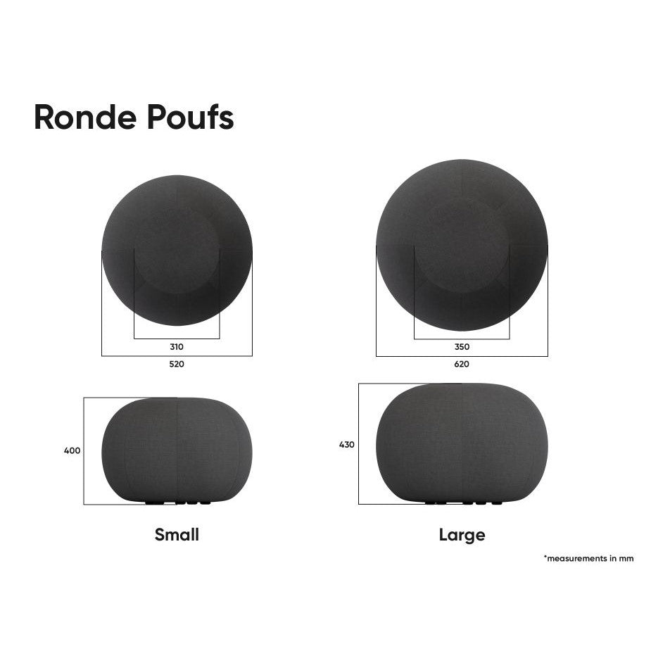 Round Elegant Grey Boucle Ottoman (Available in 2 Sizes)