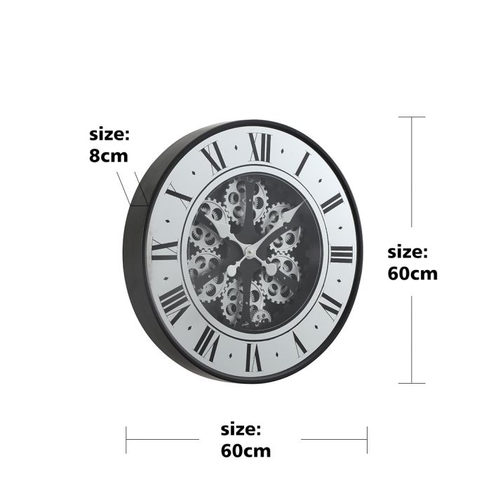 Round French Gear Movement Wall Clock - 60cms